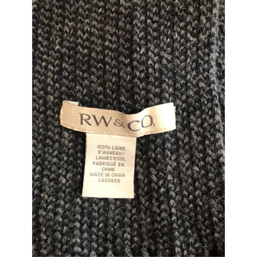 RW&CO  ribbed knitted scarf for men 100% Lambswool